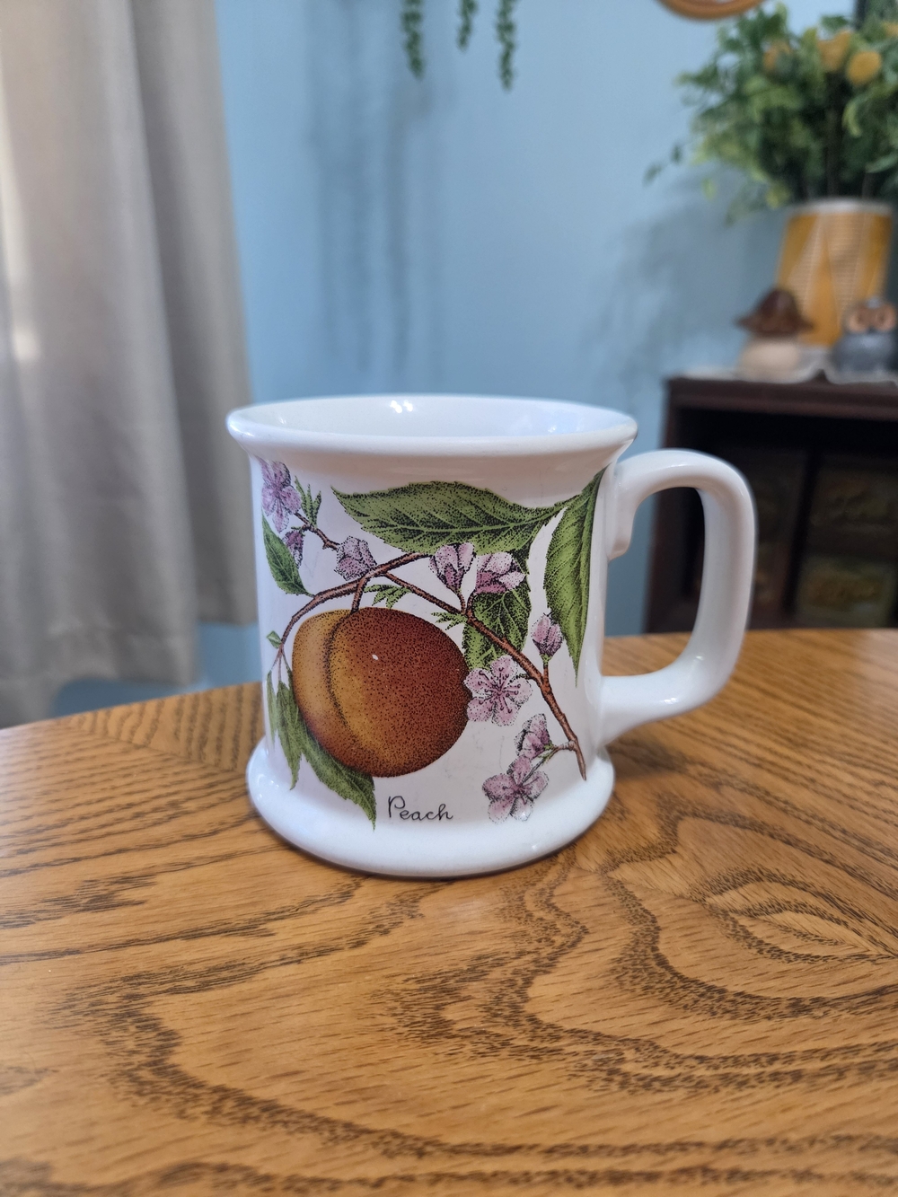 Vintage Lauffer Gailstyn-Sutton Botanical Peach Ceramic Coffee Mug